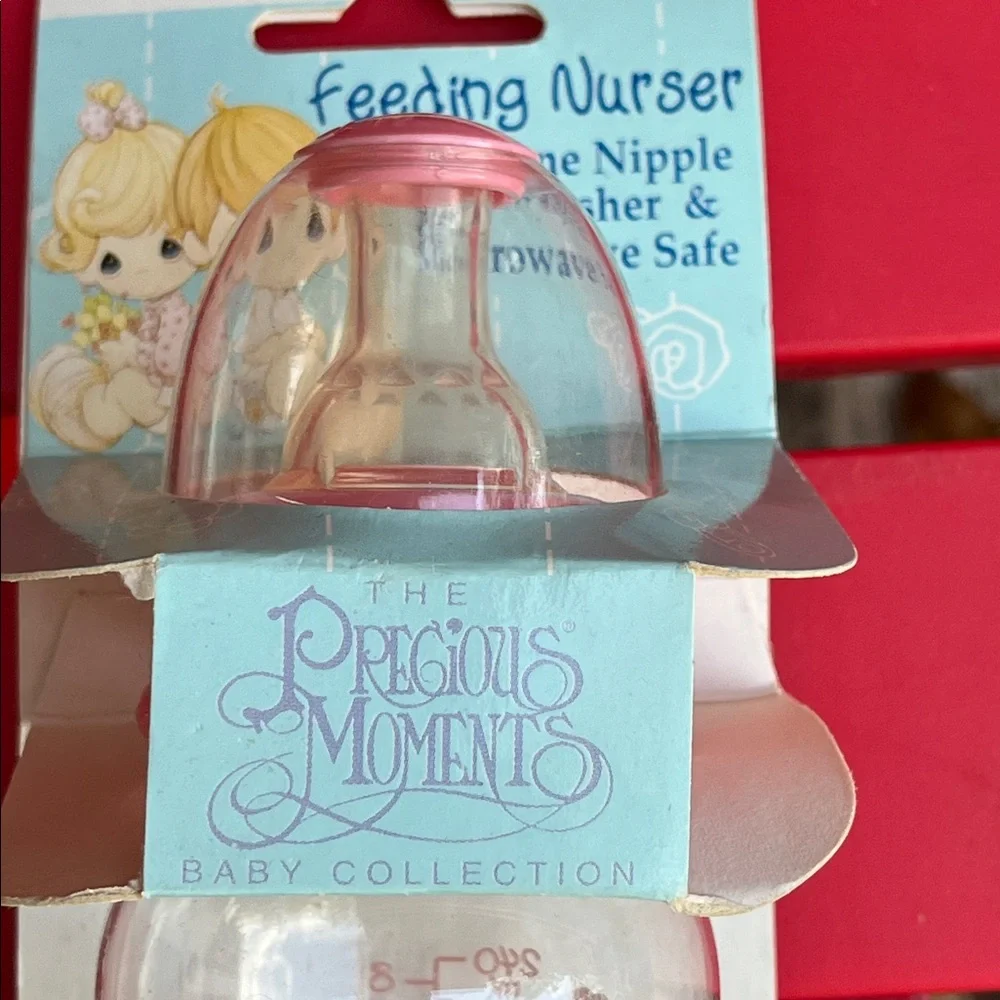 Vintage Precious Moments Pink Baby Bottle with Bunny Illustration - Picture 2 of 6